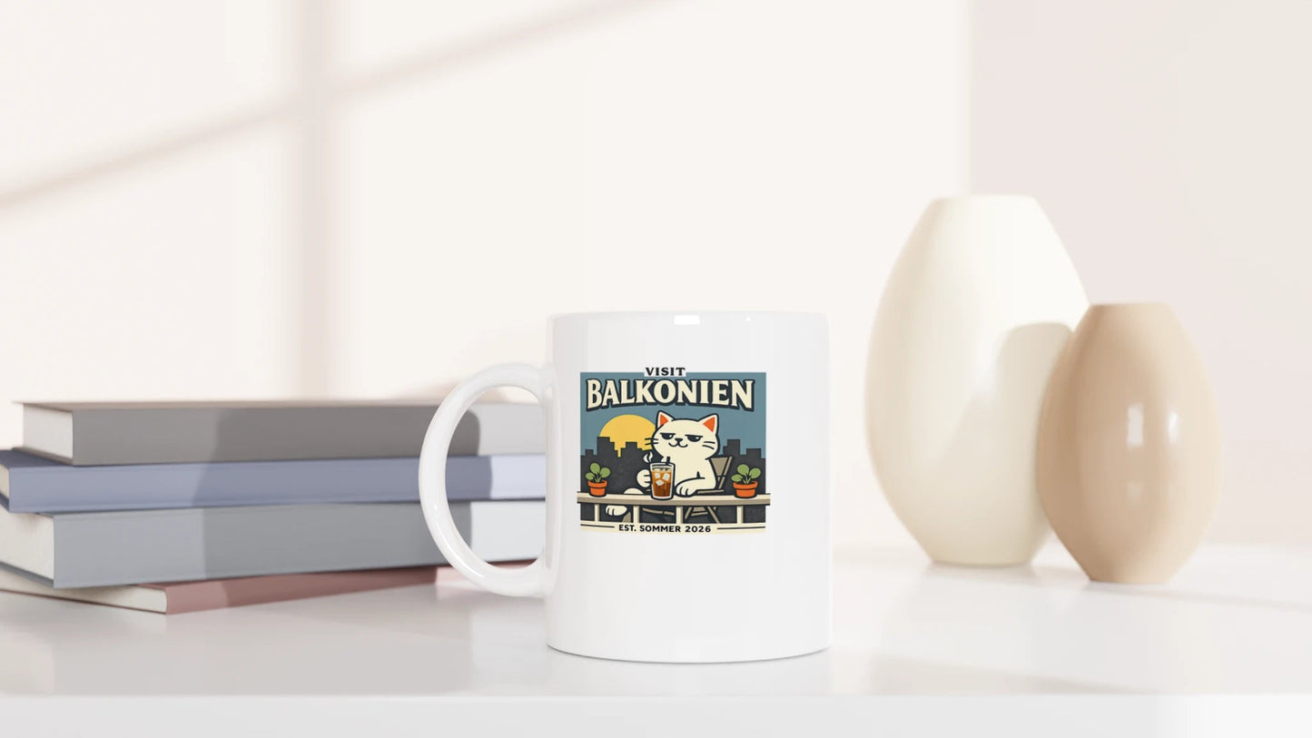 Tasse 325ml - Balkonien - Katze & Kaffee, Sommer