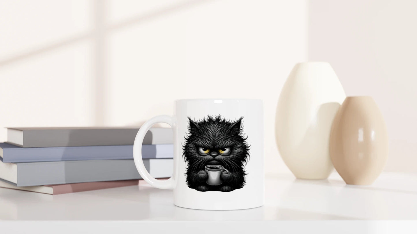 Tasse 325ml - Grantige Katze mit Kaffee - Katze & Kaffee