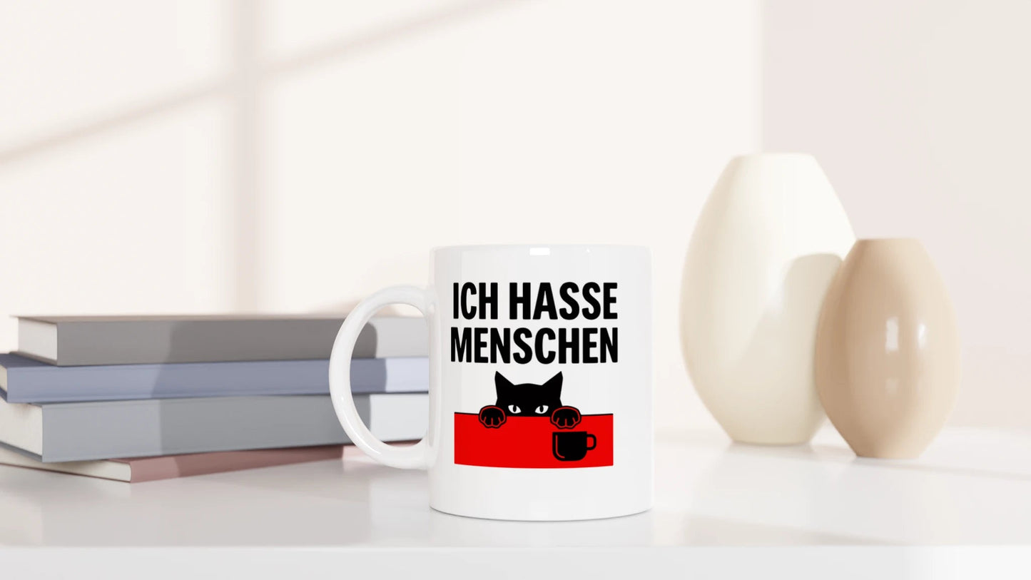 Tasse 325ml - Ich hasse Menschen - Katze & Kaffee