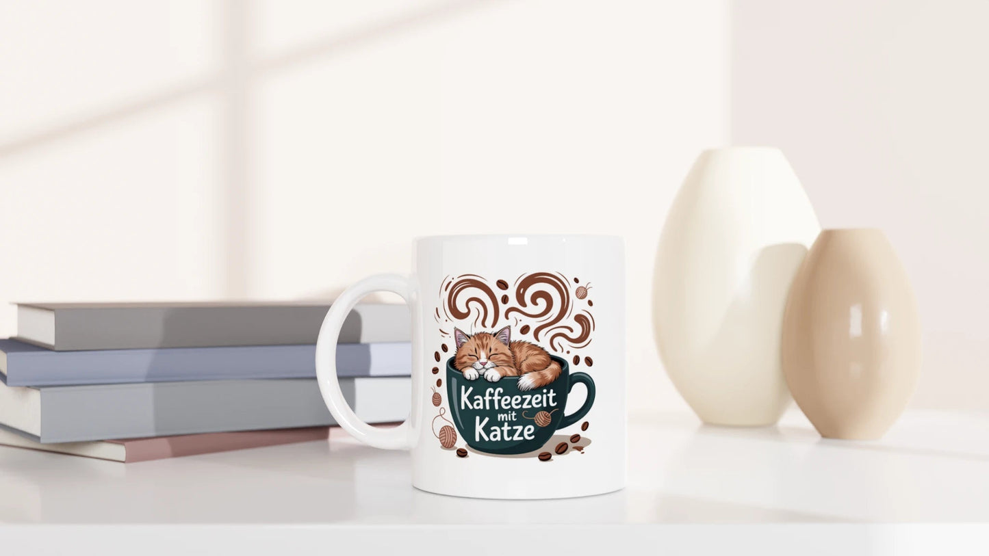 Tasse 325ml - Kaffeezeit mit Katze - Katze & Kaffee