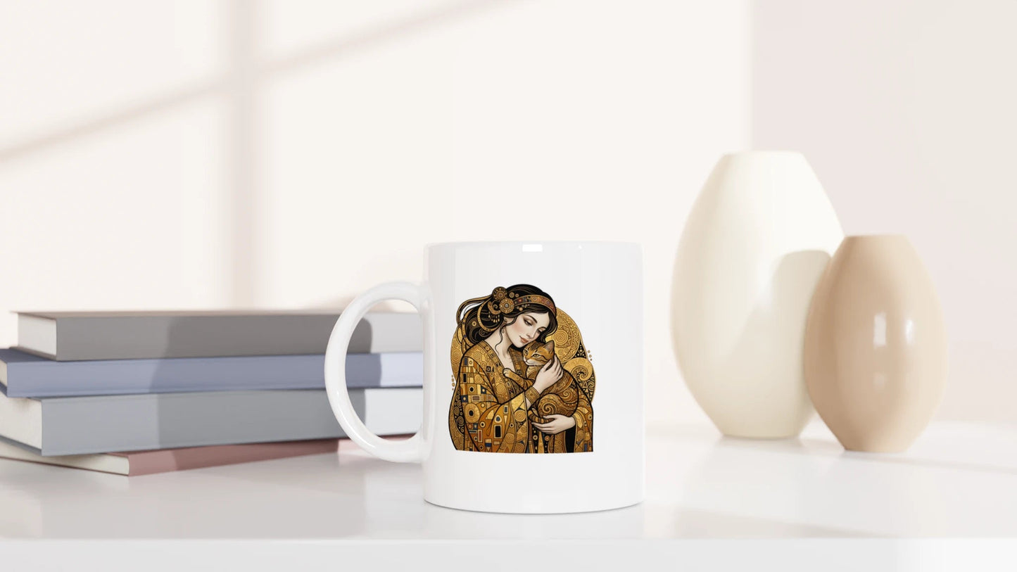 Tasse 325ml - Klimt Cat Lady - Katze & Kaffee, Kunst
