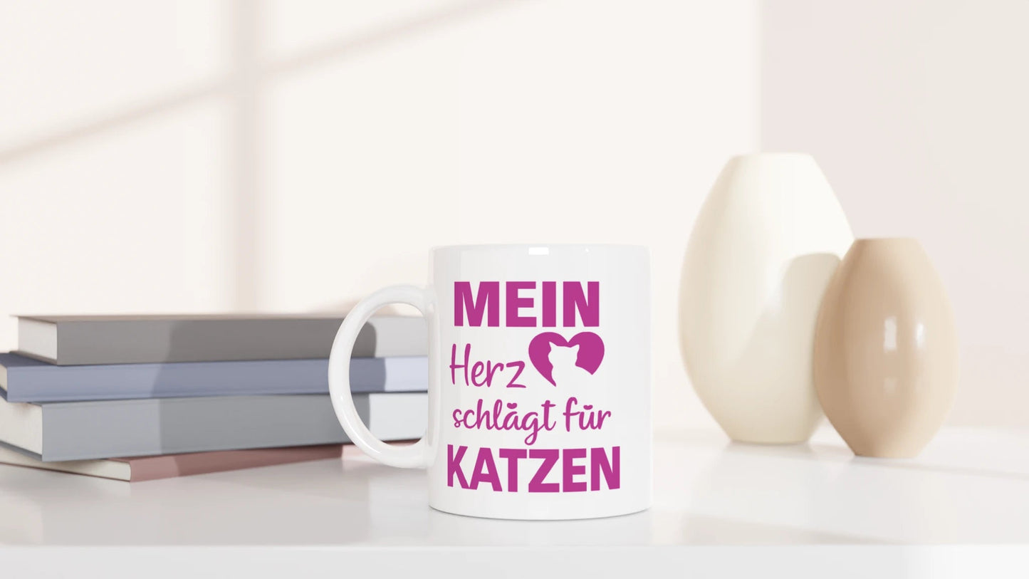 Tasse 325ml - Mein Herz schlägt für Katzen - Katze