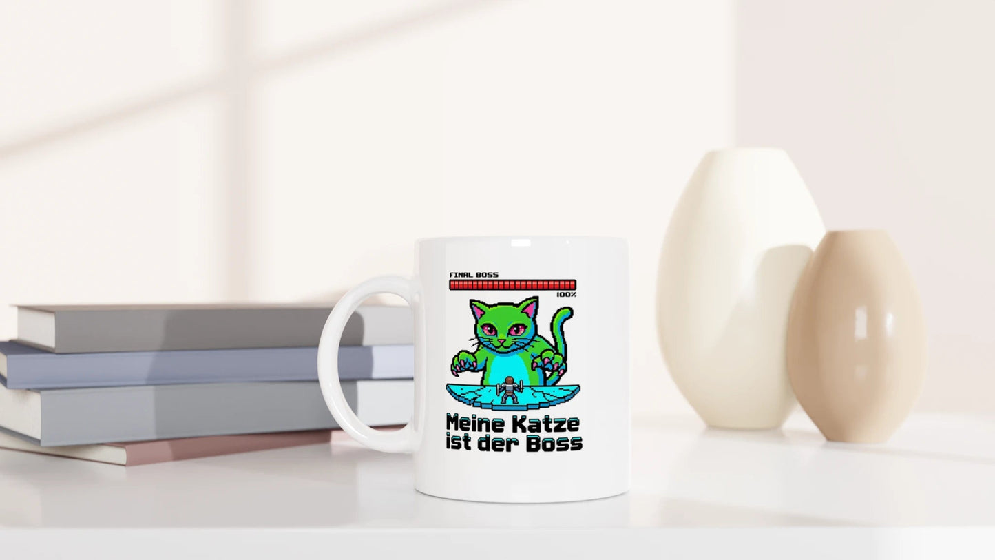 Tasse 325ml - Meine Katze ist der Boss - 8-bit - Katze