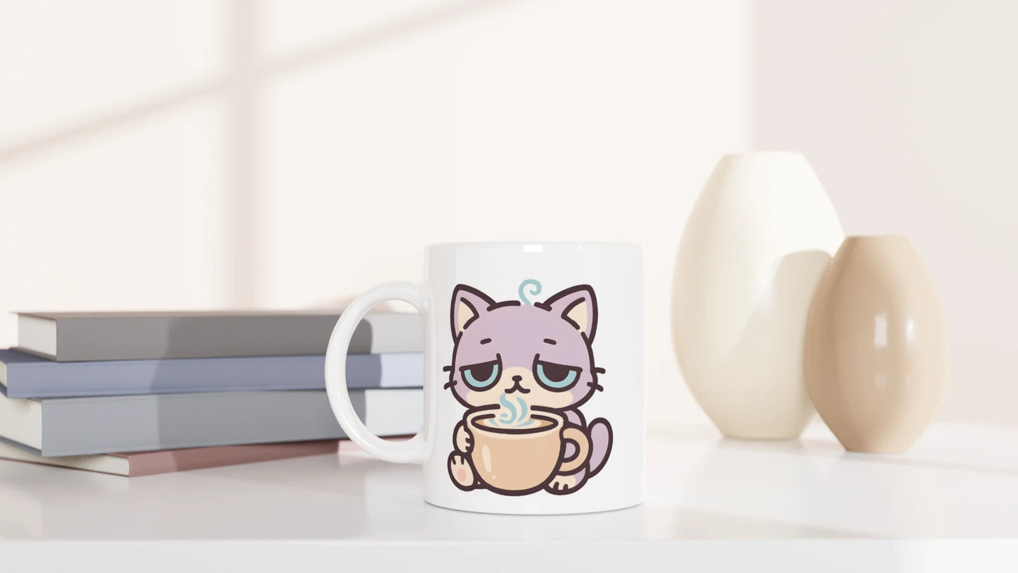 Tasse 325ml - Müde Katze mit Kaffee - Katze & Kaffee