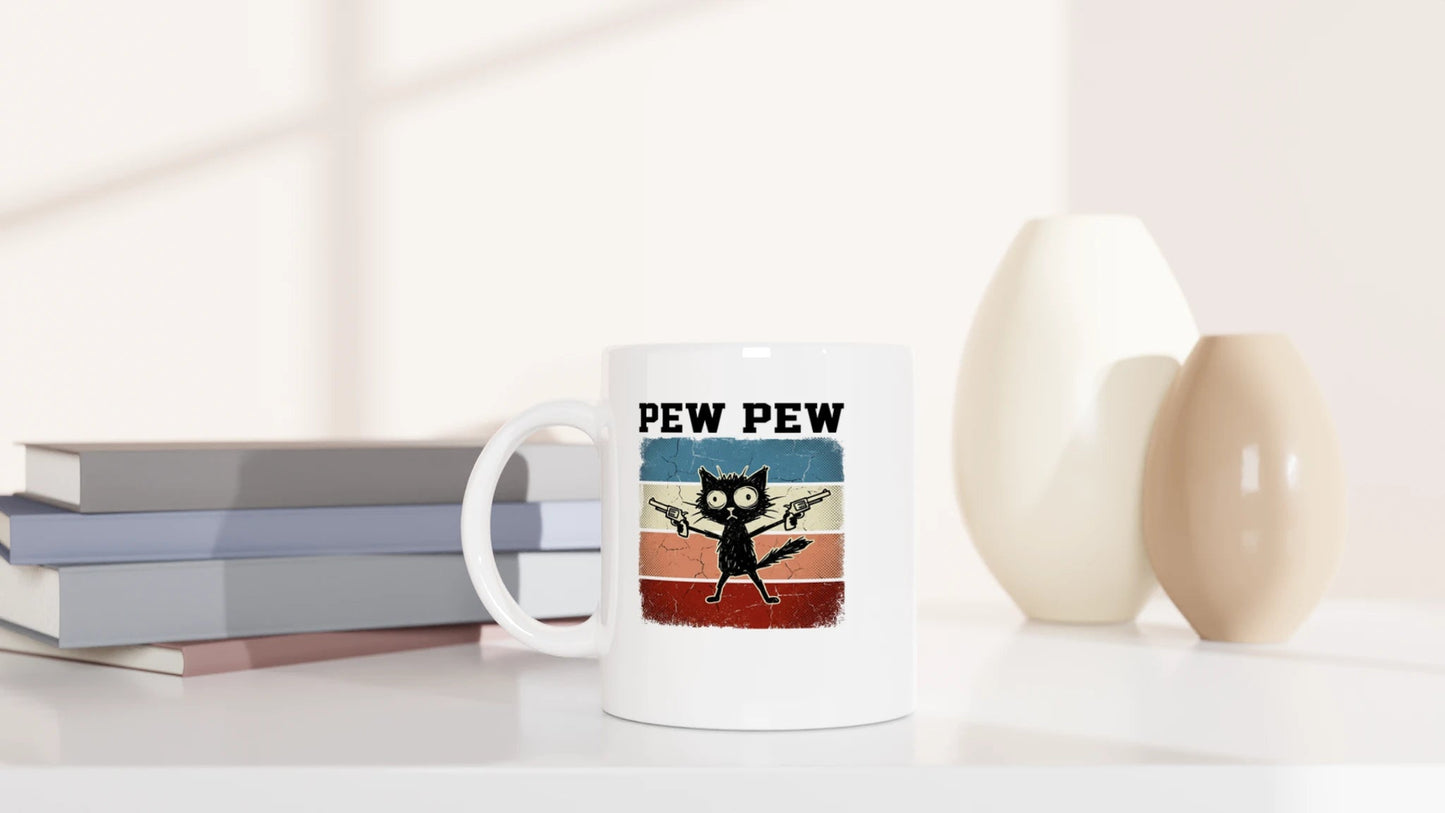 Tasse 325ml - Pew Pew - Katze, Cat Guy