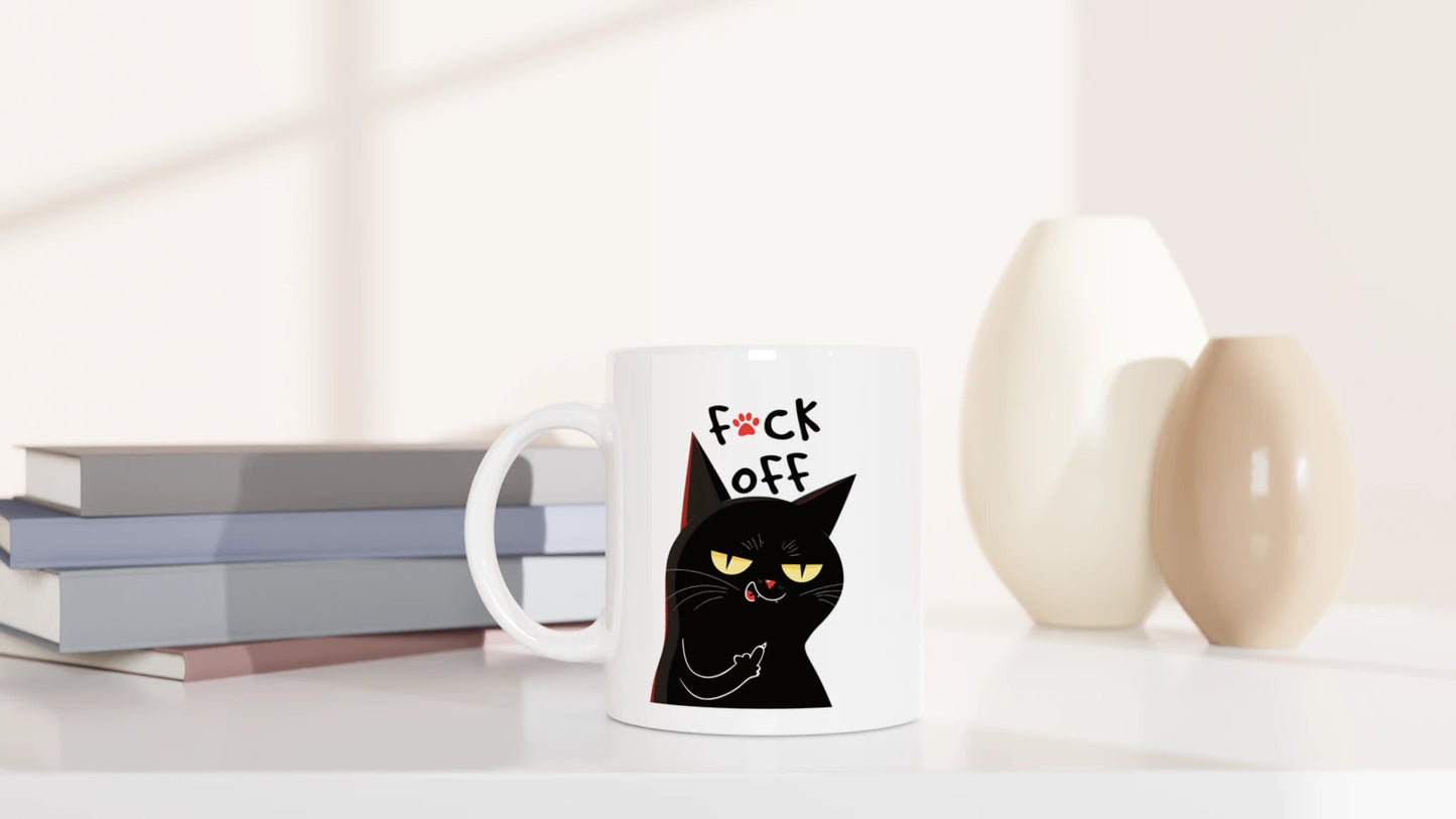 Tasse 325ml - Schwarze Katze Mittelfinger - Katze, Black Edition