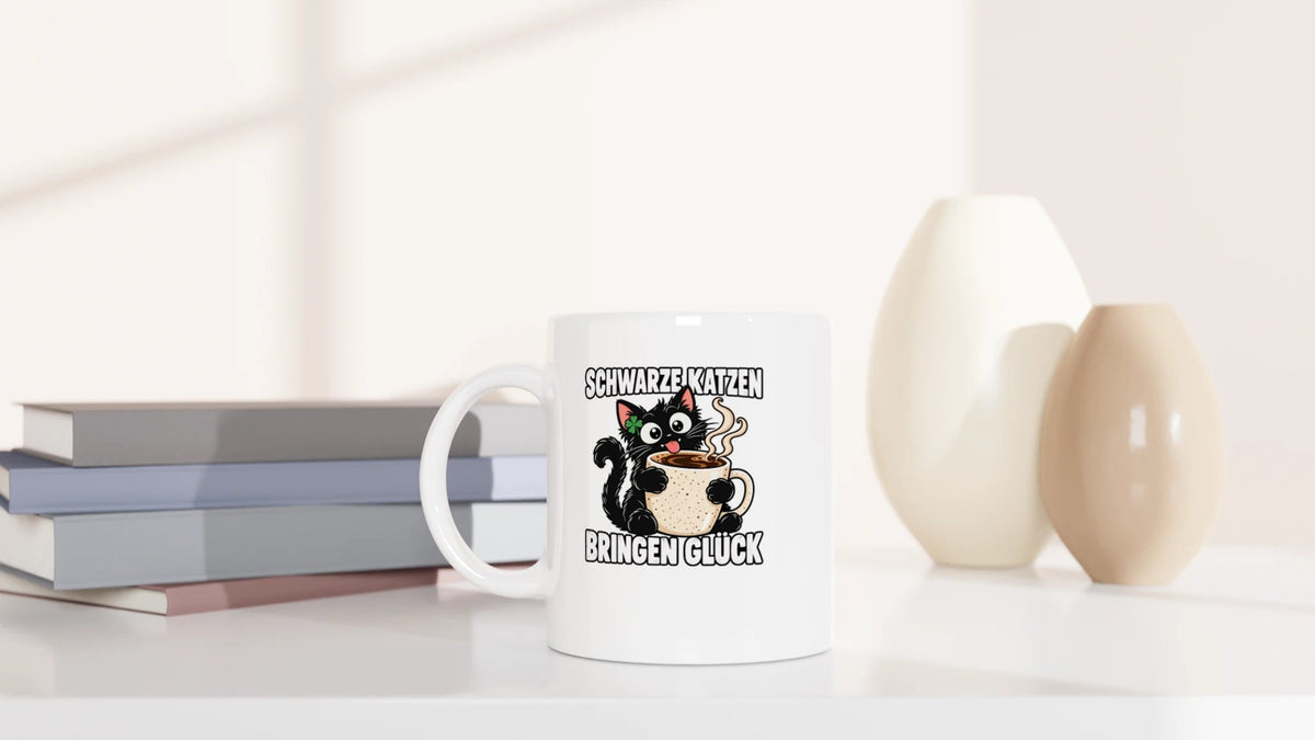 Tasse 325ml - Schwarze Katzen bringen Glück - Katze & Kaffee