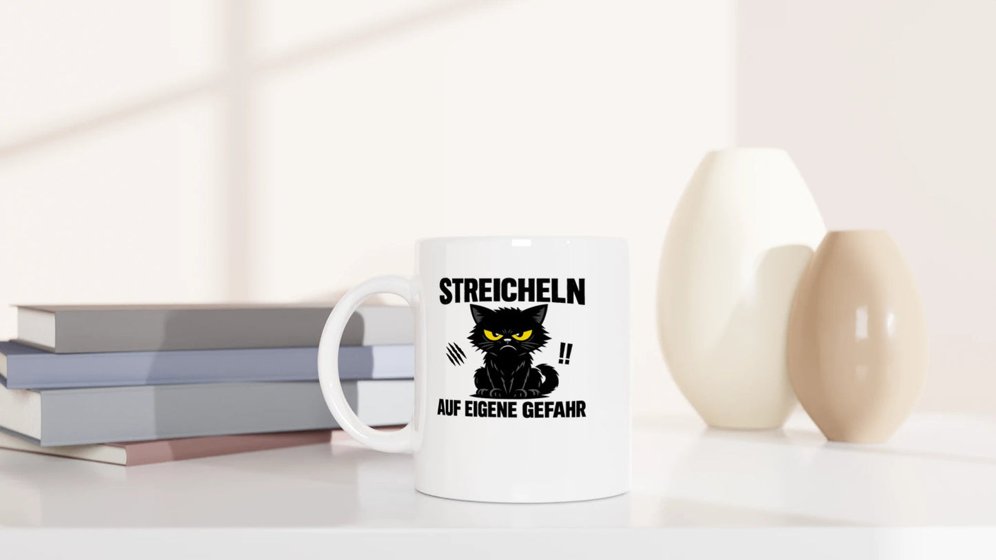 Tasse 325ml - Streicheln auf eigene Gefahr - Katze