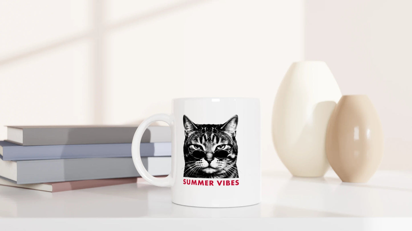Tasse 325ml - Summer Vibes Streetwear - Katze, Sommer