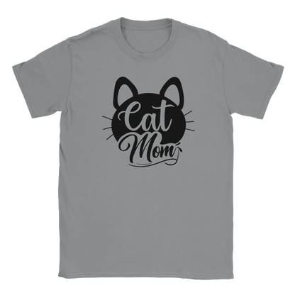 Grau - Unisex Premium T-Shirt "Cat Mom schnurr" Baumwolle. In Schwarz, Weiß und Grau. S-3XL. Kaffee, Cat Lady