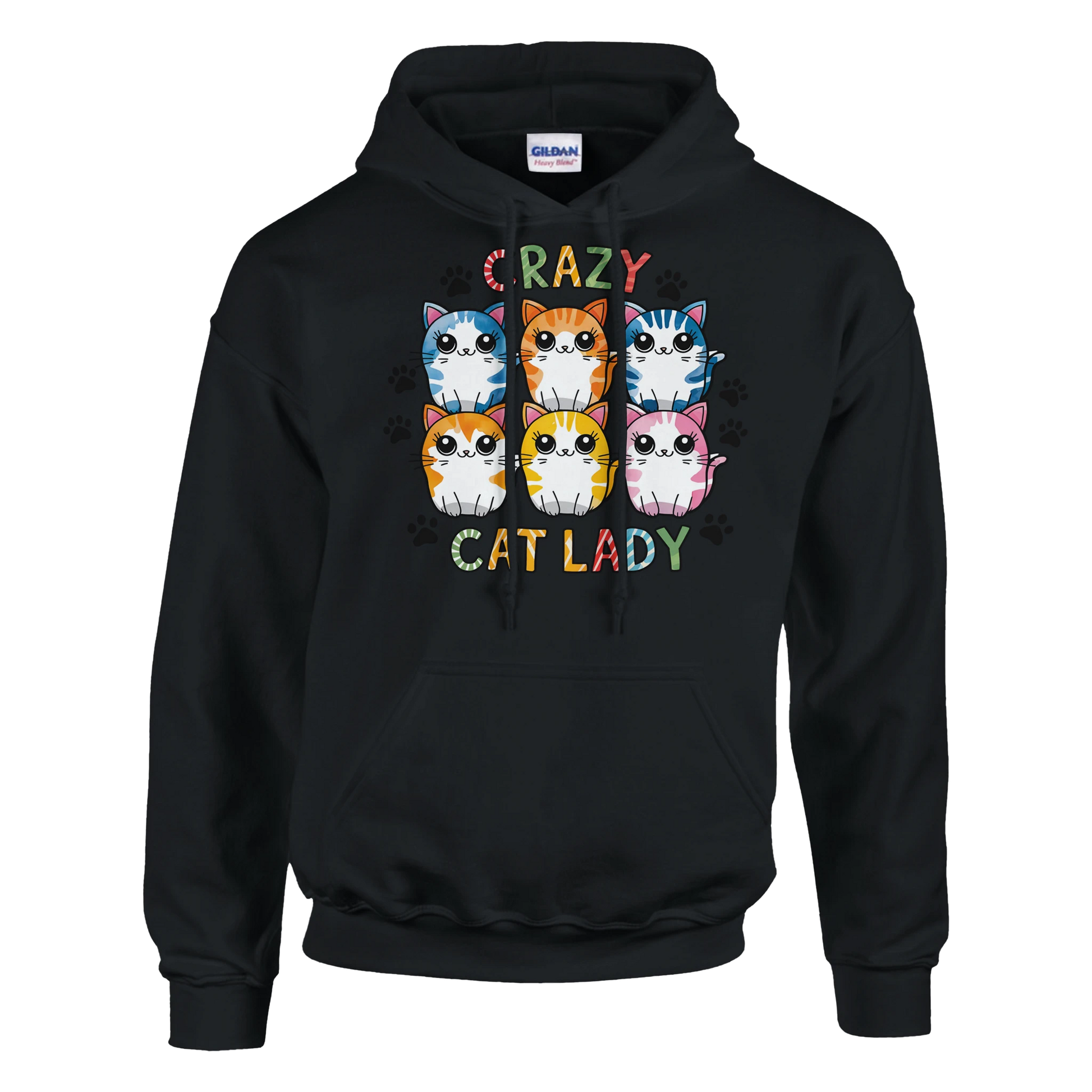 Schwarz - Unisex Premium Hoodie "Für die Crazy Cat Lady" Baumwolle. In Schwarz, Weiß und Grau. S-5XL. Kaffee, Cat Lady
