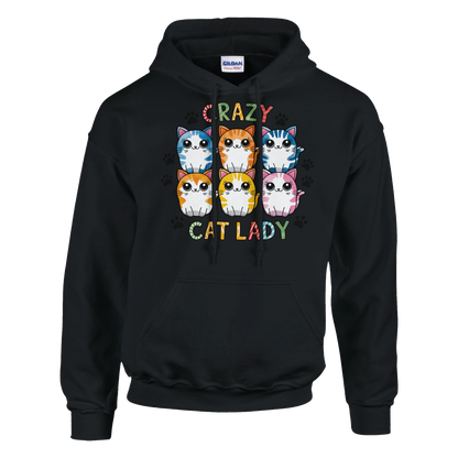 Schwarz - Unisex Premium Hoodie "Für die Crazy Cat Lady" Baumwolle. In Schwarz, Weiß und Grau. S-5XL. Kaffee, Cat Lady
