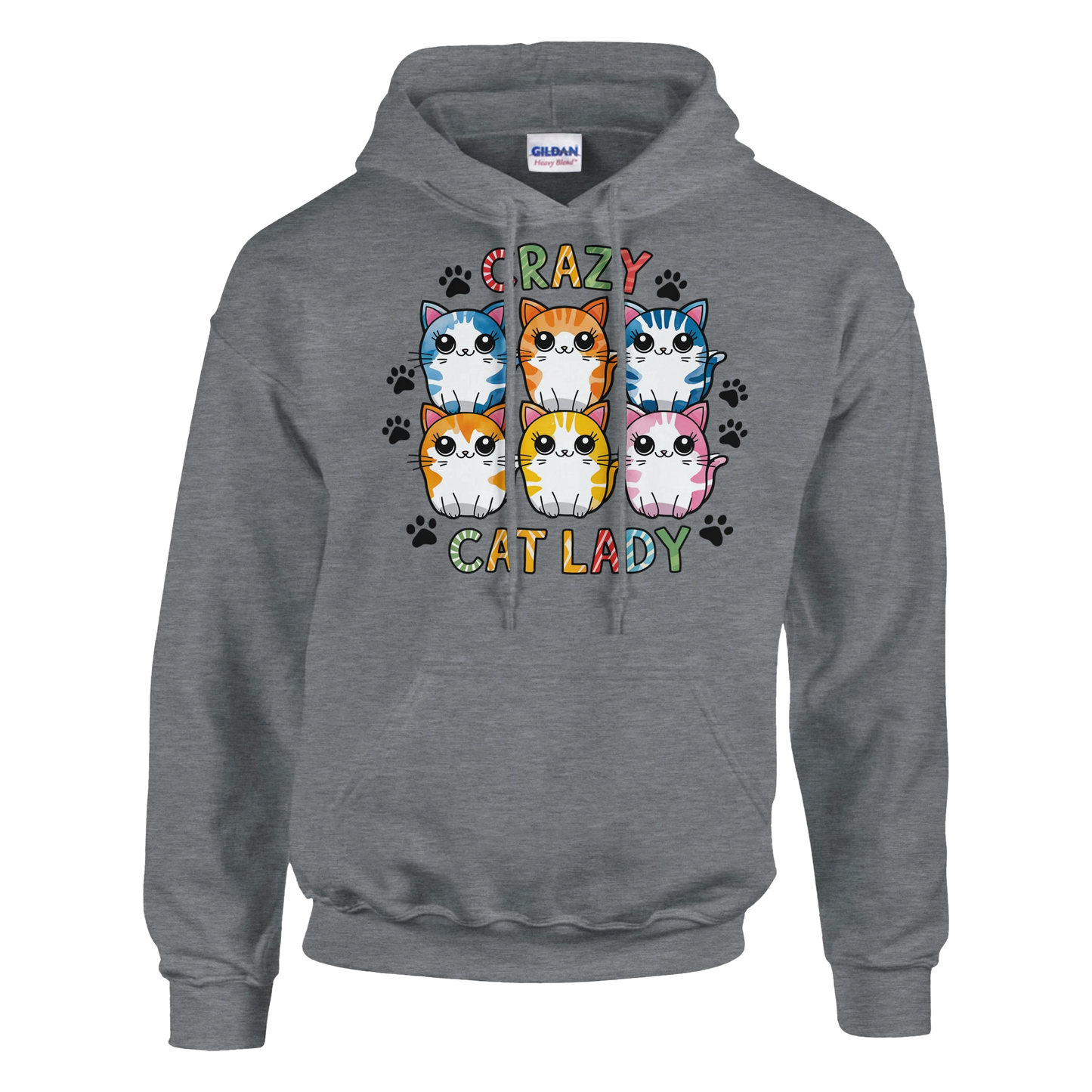 Grau - Unisex Premium Hoodie "Für die Crazy Cat Lady" Baumwolle. In Schwarz, Weiß und Grau. S-5XL. Kaffee, Cat Lady