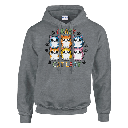Grau - Unisex Premium Hoodie "Für die Crazy Cat Lady" Baumwolle. In Schwarz, Weiß und Grau. S-5XL. Kaffee, Cat Lady