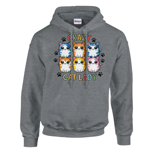 Grau - Unisex Premium Hoodie "Für die Crazy Cat Lady" Baumwolle. In Schwarz, Weiß und Grau. S-5XL. Kaffee, Cat Lady