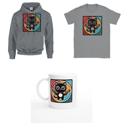 Bundle - Böse Katze – Retro Grafik - T-Shirt, Hoodie & Tasse