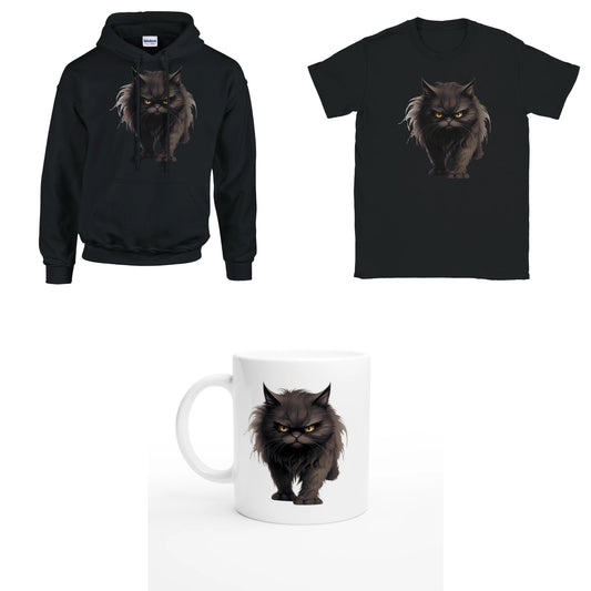 Bundle - Böse Katze - T-Shirt, Hoodie & Tasse