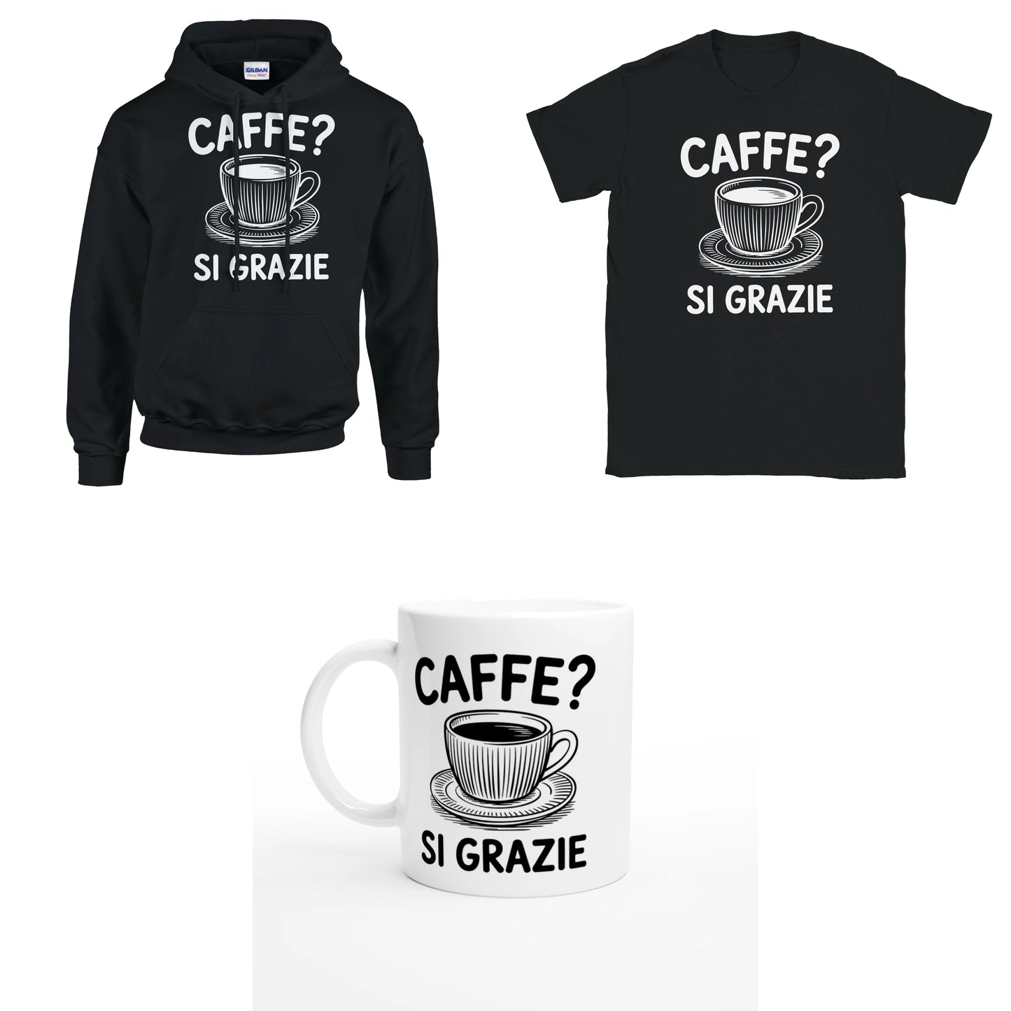 Bundle - Caffee - Si Grazie - T-Shirt, Hoodie & Tasse