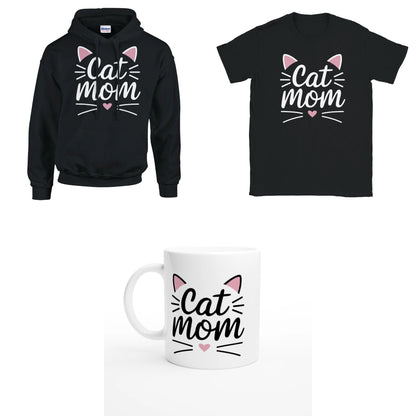 Bundle - Cat Mom Pink - T-Shirt, Hoodie & Tasse