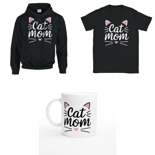 Bundle - Cat Mom Pink - T-Shirt, Hoodie & Tasse
