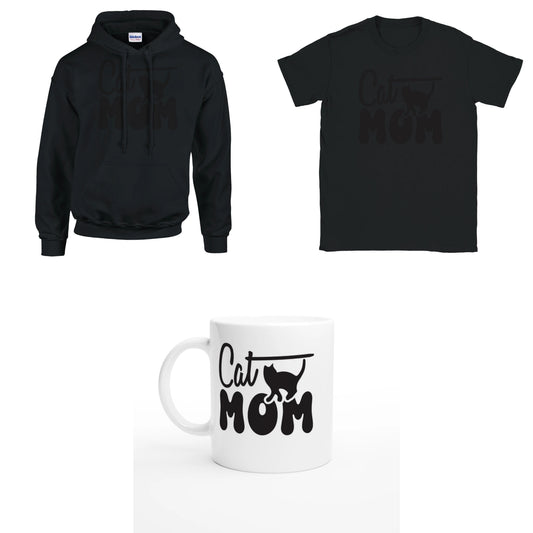 Bundle - Cat Mom - T-Shirt, Hoodie & Tasse