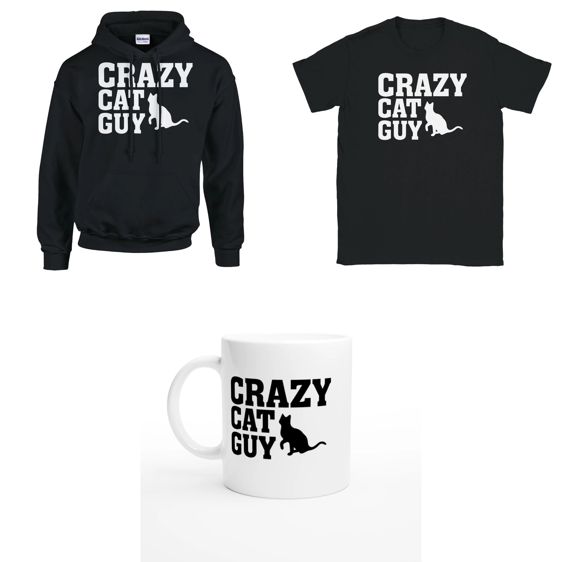 Bundle - Crazy Cat Guy - T-Shirt, Hoodie & Tasse
