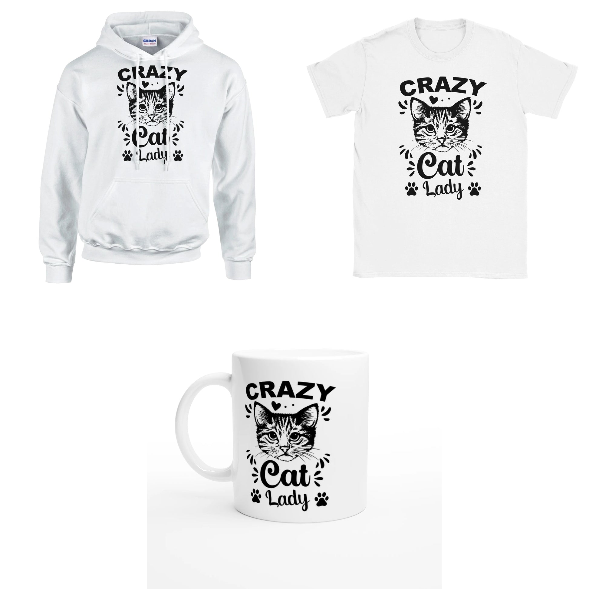 Bundle - Crazy Cat Lady - T-Shirt, Hoodie & Tasse