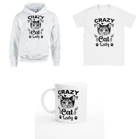 Bundle - Crazy Cat Lady - T-Shirt, Hoodie & Tasse