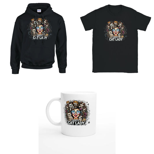 Bundle - Crazy Cat Laydy - bunt - T-Shirt, Hoodie & Tasse