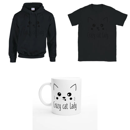 Bundle - Cute Crazy Cat Lady - T-Shirt, Hoodie & Tasse