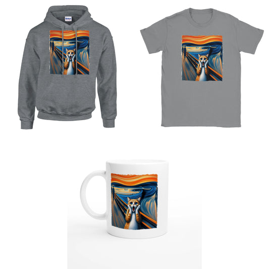 Bundle - Edvard Munch - Schreiende Katze - T-Shirt, Hoodie & Tasse