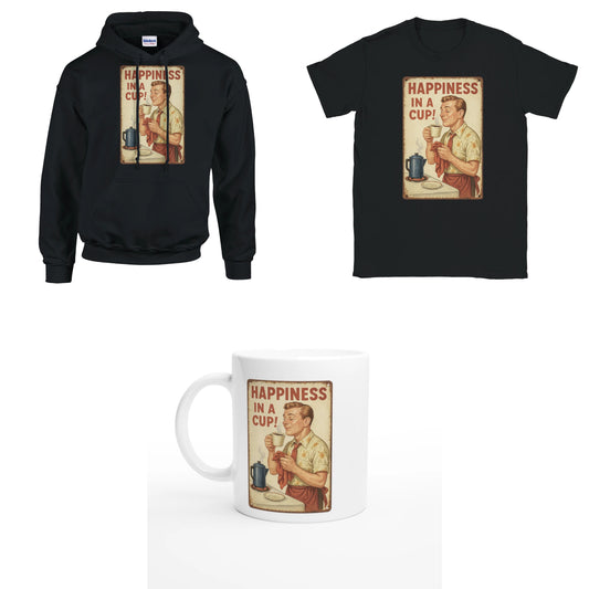Bundle - Happiness in a Cup - T-Shirt, Hoodie & Tasse