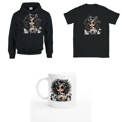 Bundle - Ich mag halt Katzen - T-Shirt, Hoodie & Tasse