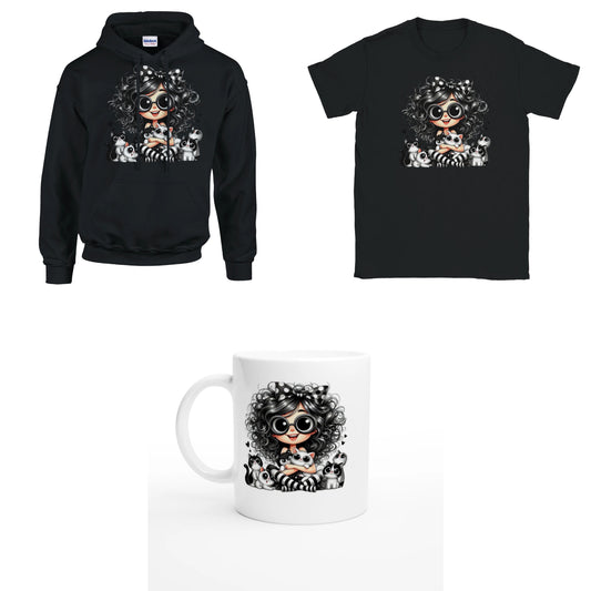 Bundle - Ich mag halt Katzen - T-Shirt, Hoodie & Tasse