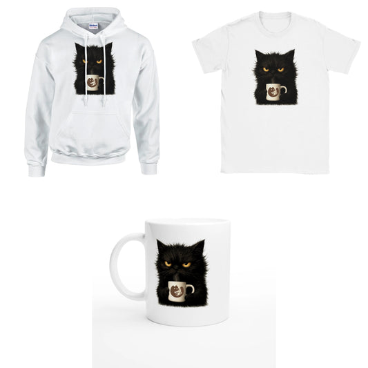 Bundle - KaffeeMiau Katze - T-Shirt, Hoodie & Tasse