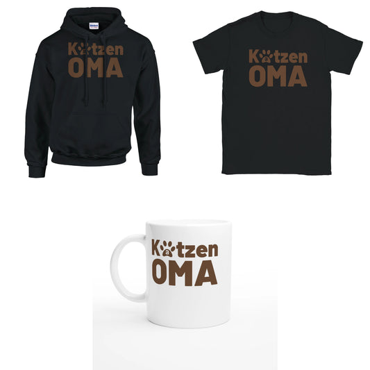 Bundle - Katzen Oma - T-Shirt, Hoodie & Tasse