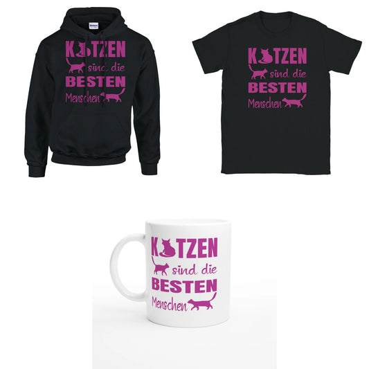Bundle - Katzen sind die besten Menschen - T-Shirt, Hoodie & Tasse