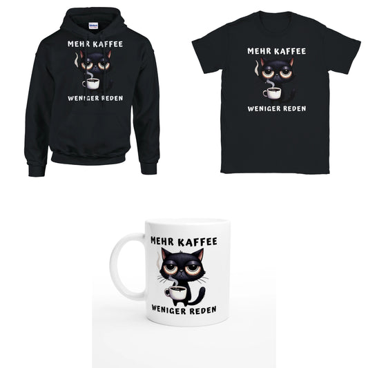 Bundle - Mehr Kaffee - Weniger Reden - T-Shirt, Hoodie & Tasse