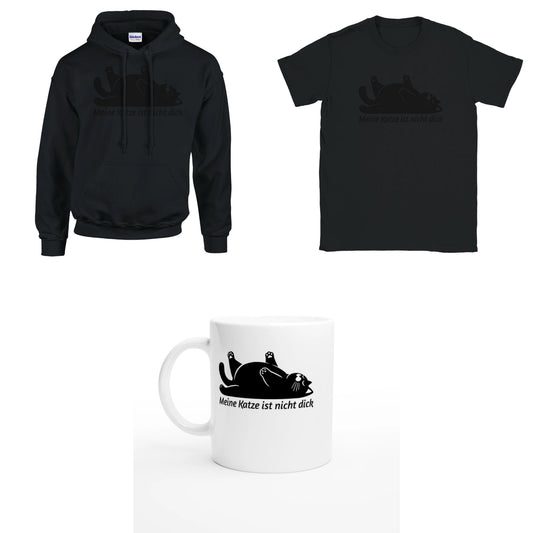 Bundle - Meine Katze ist nicht dick - T-Shirt, Hoodie & Tasse