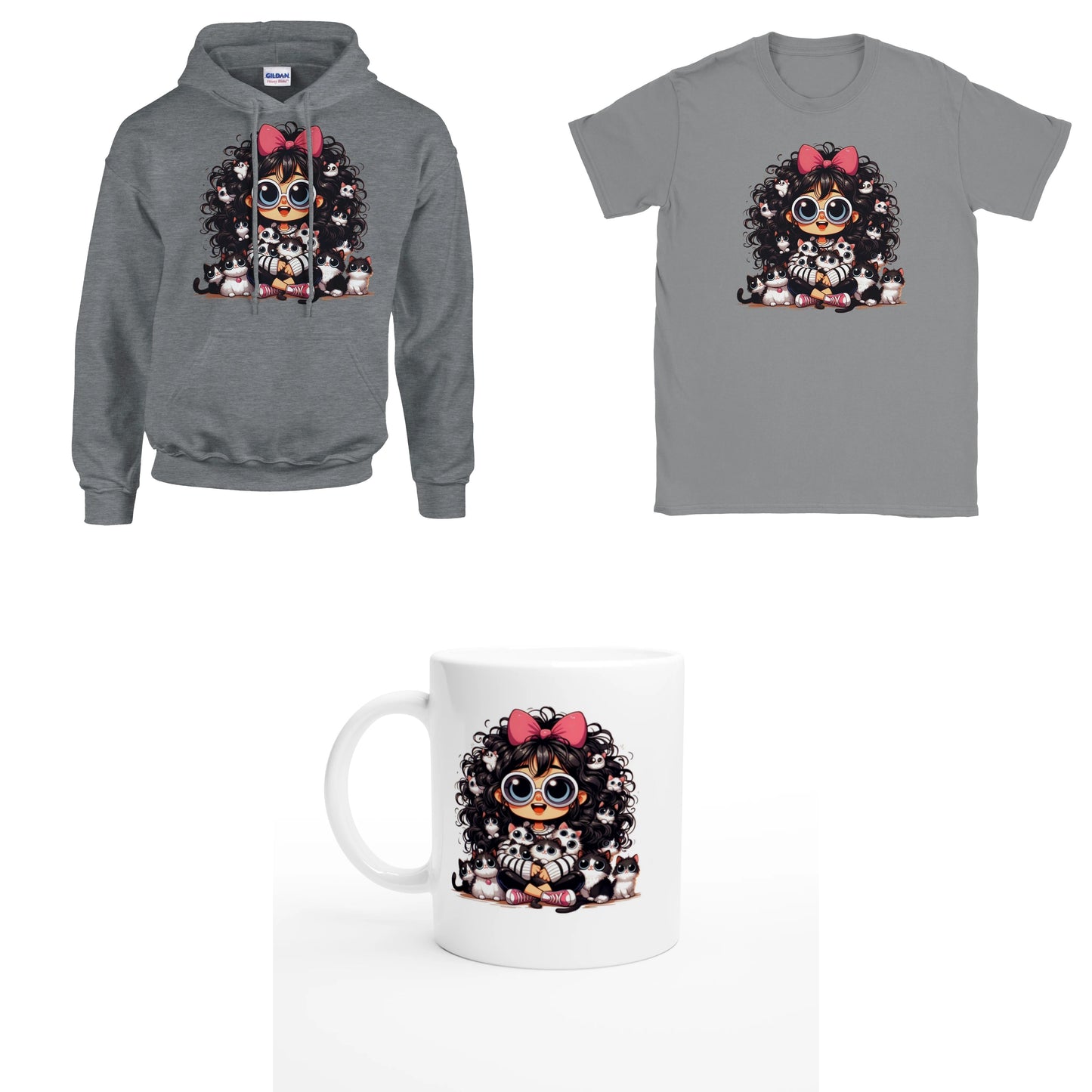 Bundle - Meine Katzen - T-Shirt, Hoodie & Tasse