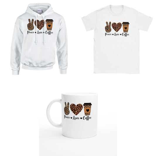 Bundle - Peace - Love - Coffee - T-Shirt, Hoodie & Tasse