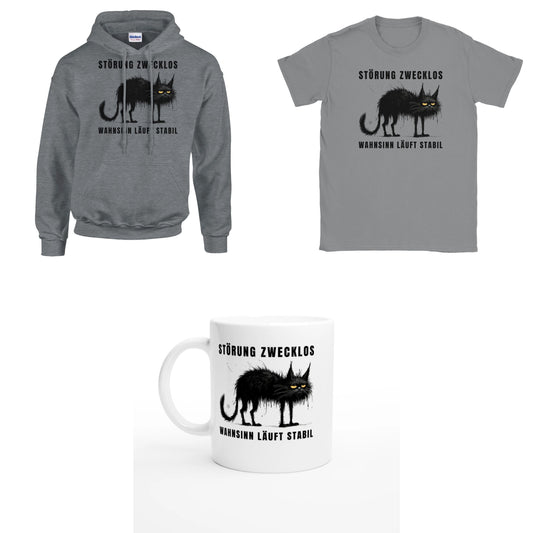 Bundle - Störung zwecklos – Wahnsinn läuft stabil - T-Shirt, Hoodie & Tasse