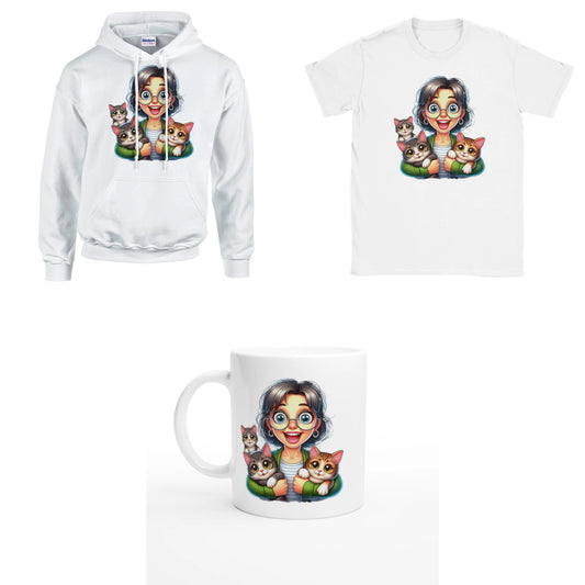 Bundle - Stolze Katzen Mama - T-Shirt, Hoodie & Tasse