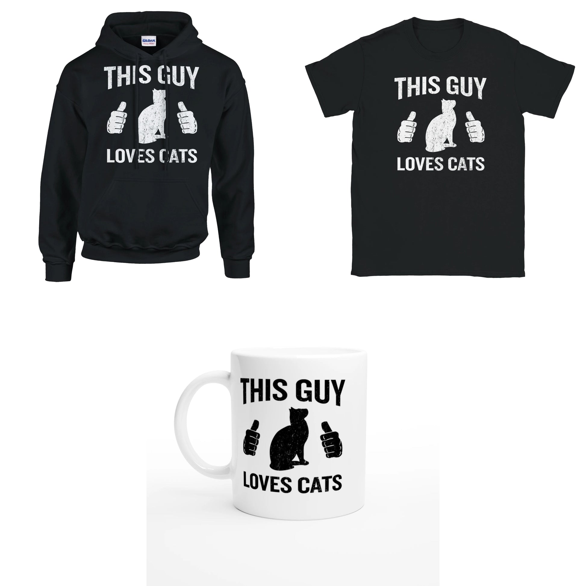 Bundle - This Guy Loves Cats - T-Shirt, Hoodie & Tasse