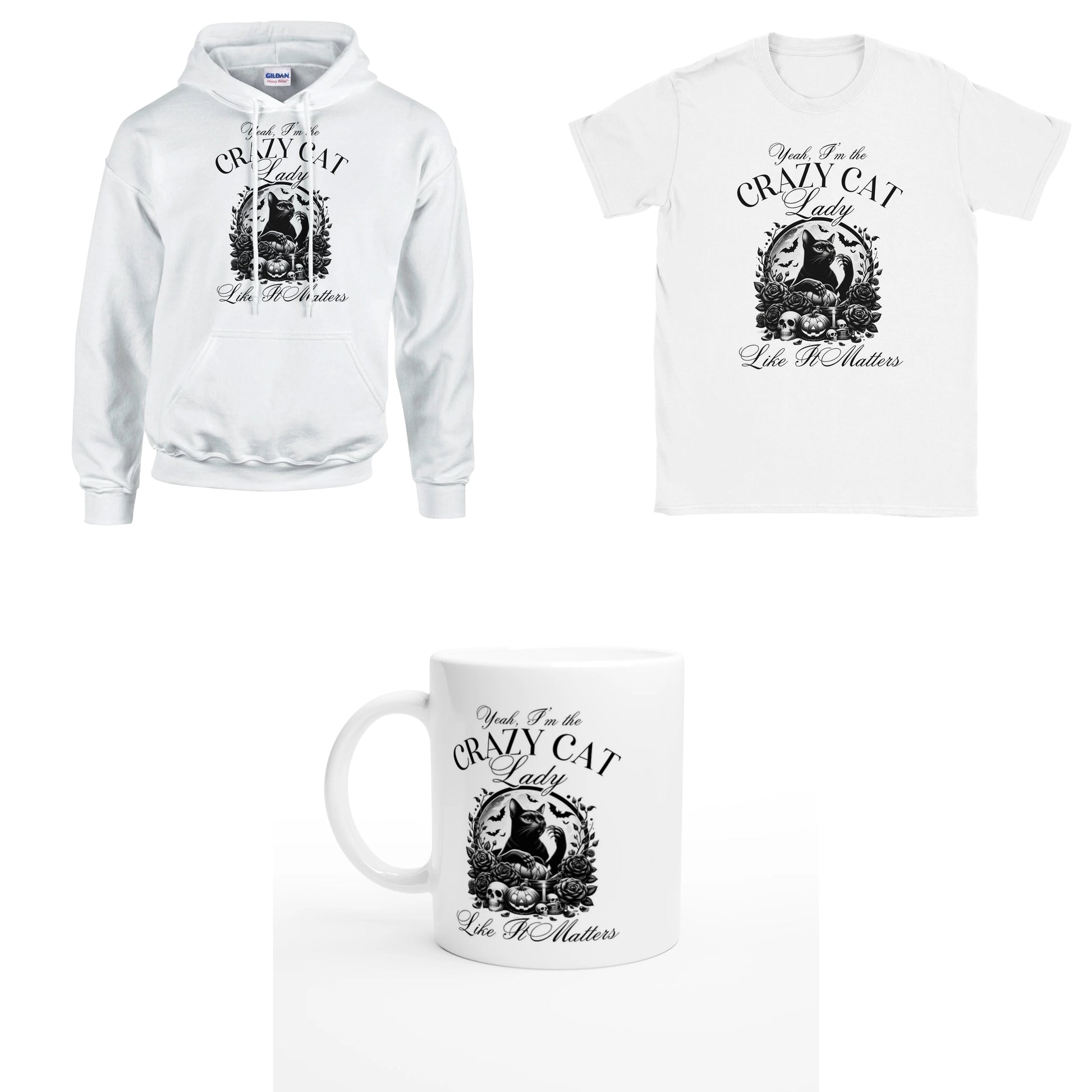 Bundle - Yeah - I'm the crazy cat lady - T-Shirt, Hoodie & Tasse