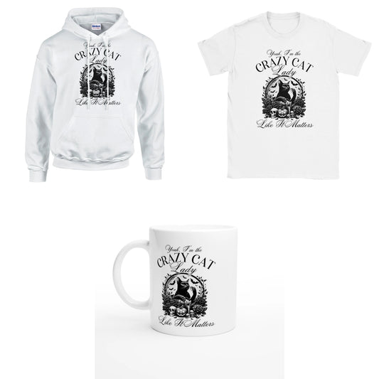 Bundle - Yeah - I'm the crazy cat lady - T-Shirt, Hoodie & Tasse