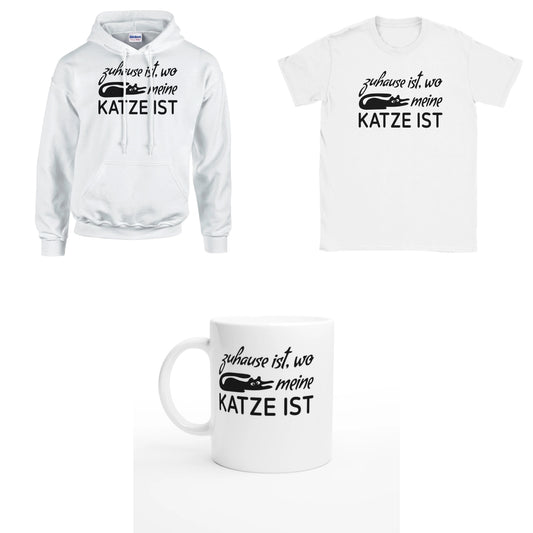 Bundle - Zuhause ist - wo meine Katze ist - T-Shirt, Hoodie & Tasse