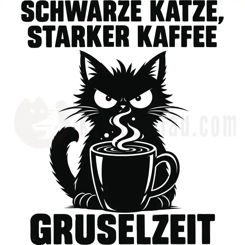 Design Vorschau Schwarze Katze, starker Kaffee, Gruselzeit
