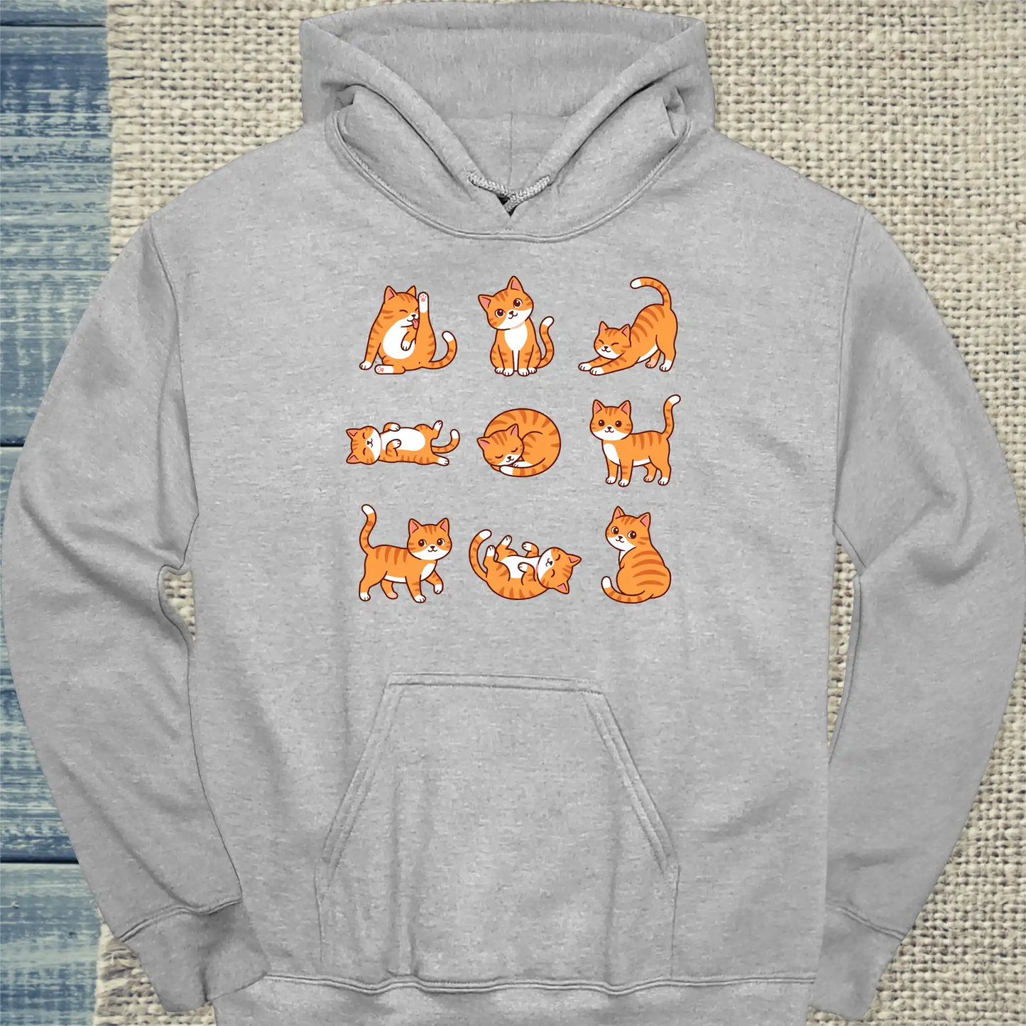 Hoodie - 9 orange Katzen - Unisex - Katze, Orange Grau