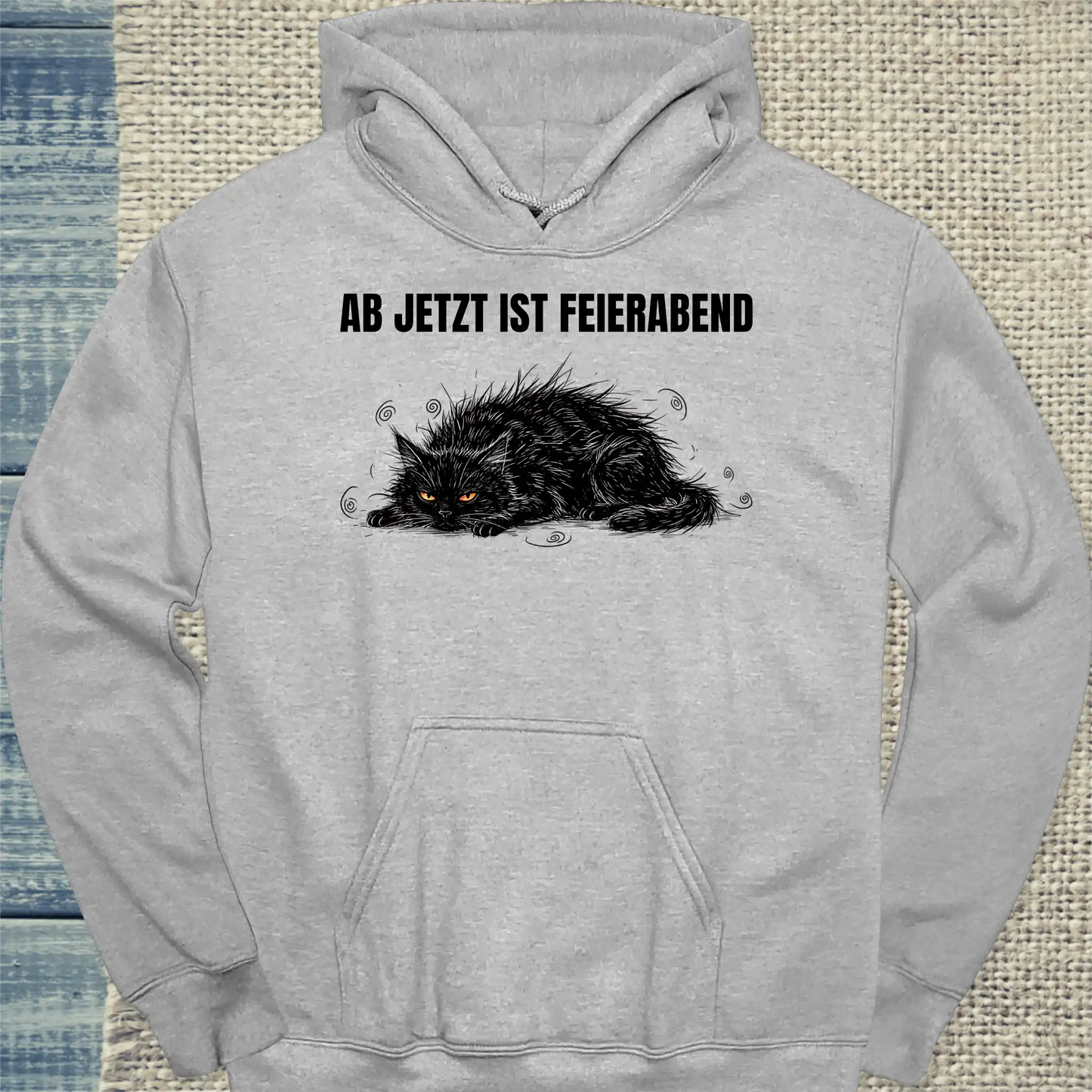 Hoodie - Ab jetzt ist Feierabend - Unisex - Katze Grau